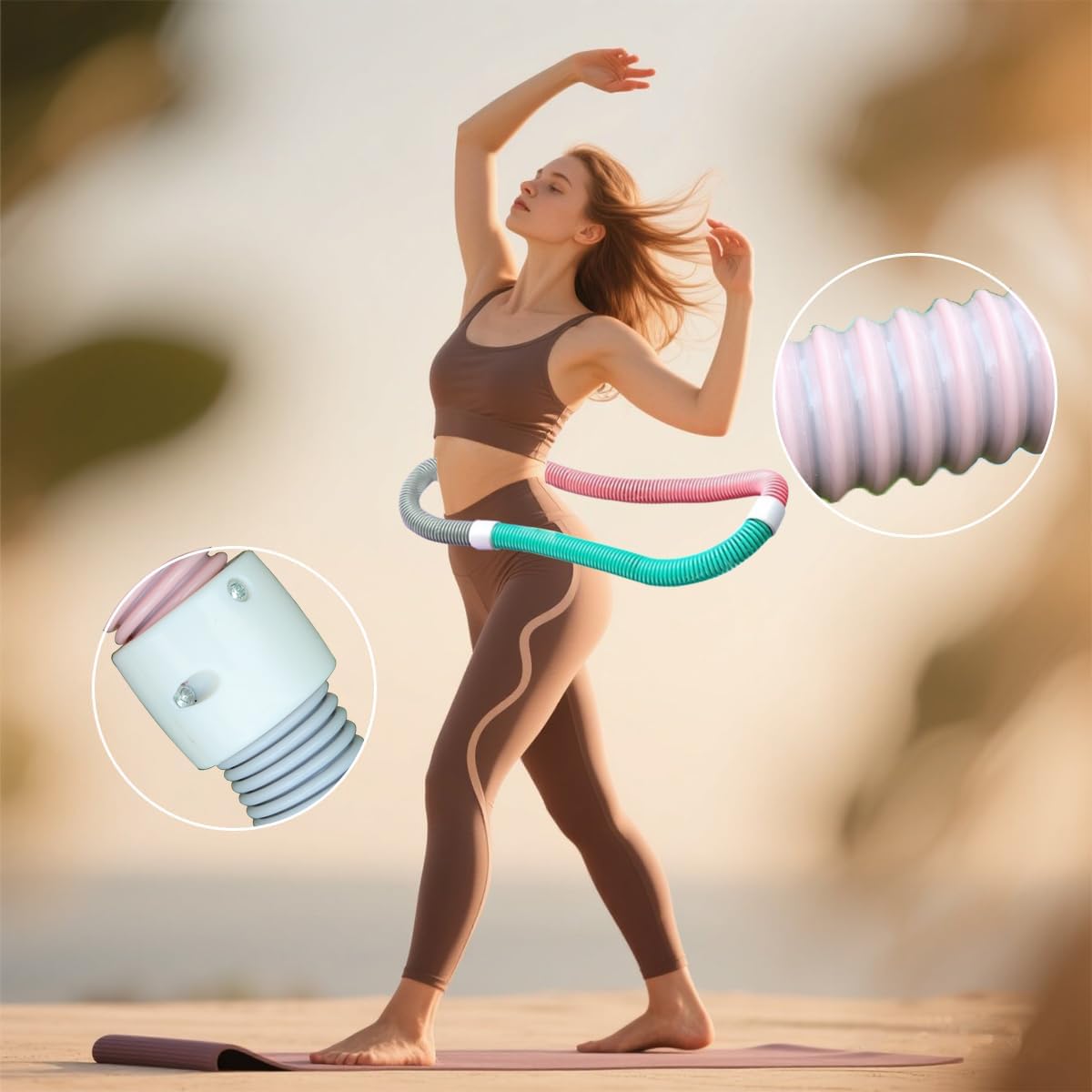 3.3lb Soft Weighted Hula Hoop | Foldable & Adjustable 38"-43" for Adults | Gentle No-Bruise Design, Waist Trainer for Weight Loss | Portable Exercise Ring, Home/Gym/Outdoor