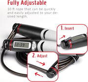 KYTO Smart Jump Rope, High Speed Jump Rope with Counter, Workout Jumping Rope with Steel Ball Bearings, Adjustable Length Speed Skipping Rope, Skipping Rope with App, Fitness Gifts for Adults, Kids