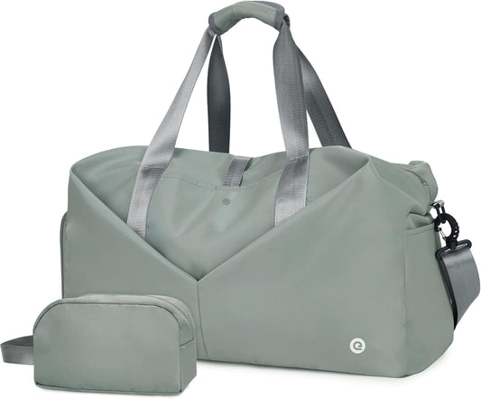 Ceneda 20" Gym Duffel Bag with Wet Pocket Shoes Compartment Portable Overnight Weekender Bag Travel bag Yoga Bag for Women (Celadon)