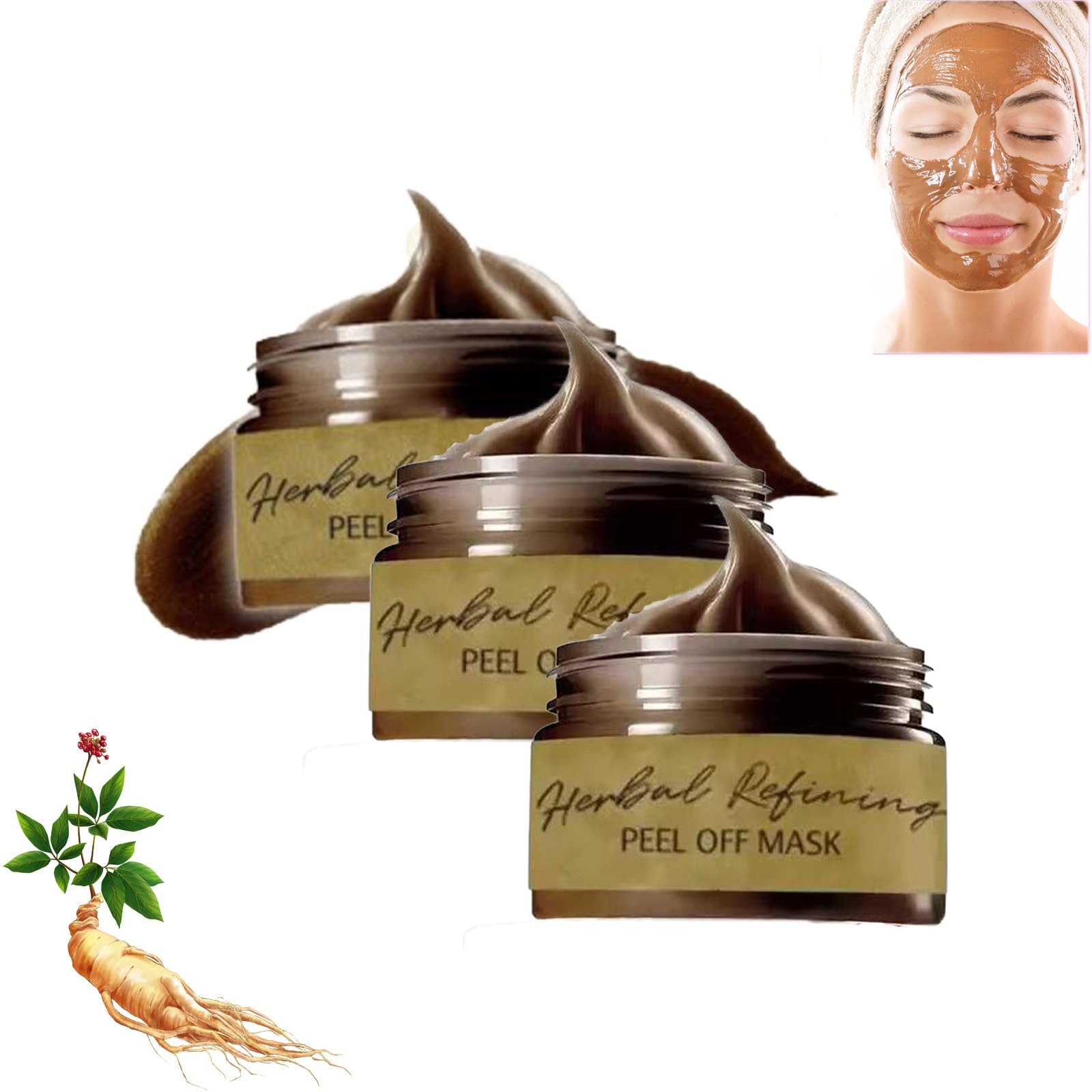 Herbal Refining Peel-Off Facial Mask,Pull-off blackhead removal mask cream (1PCS)