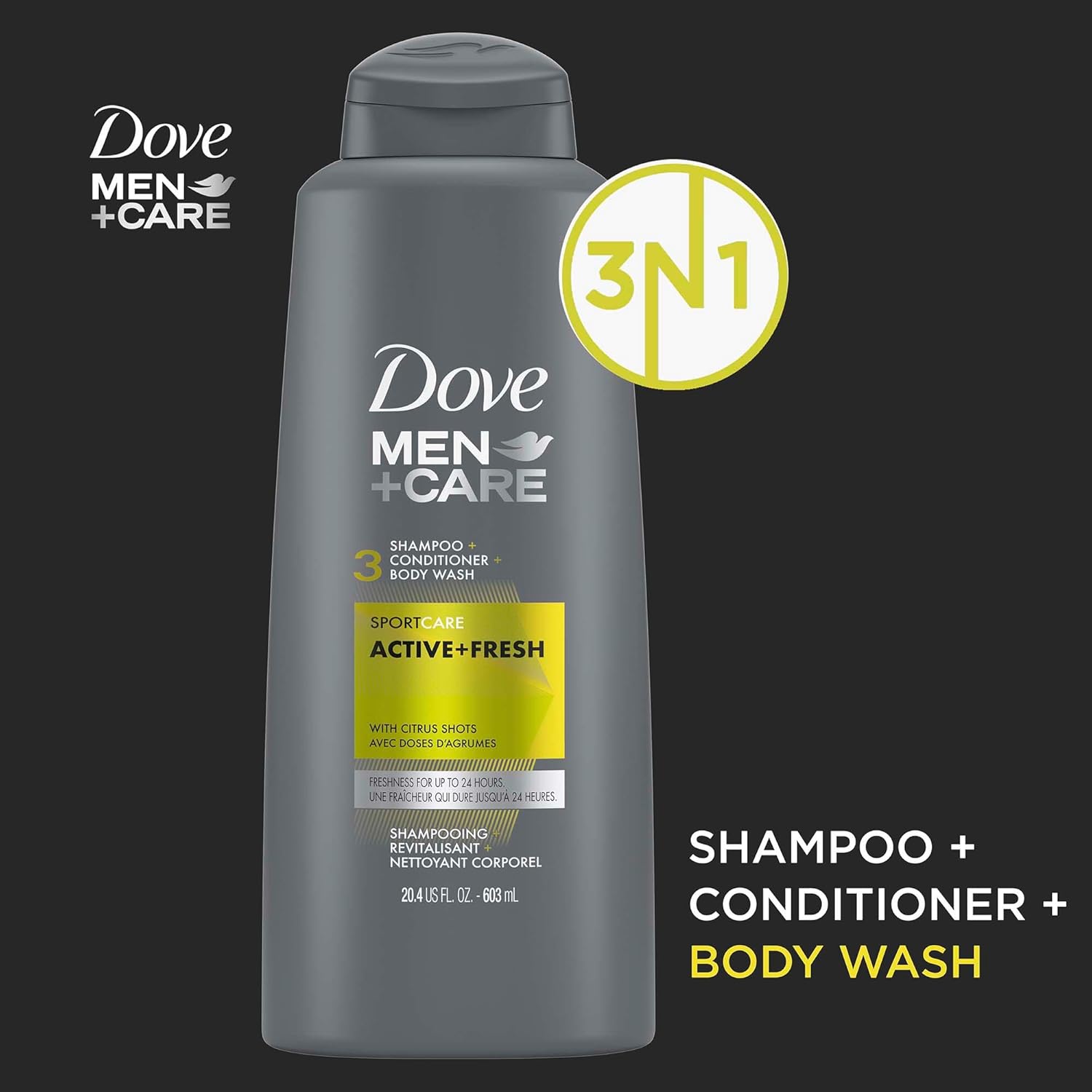Men+Care Sport+Care 3 in 1 Shampoo Active+Fresh 20.4 fl oz