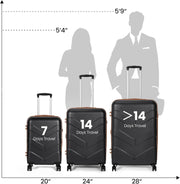 Luggage Sets 3 Piece with Spinner Wheel, Hardside Suitcase Set with TSA Lock, Expandable Lightweight Travel Luggage for Men and Women, Black