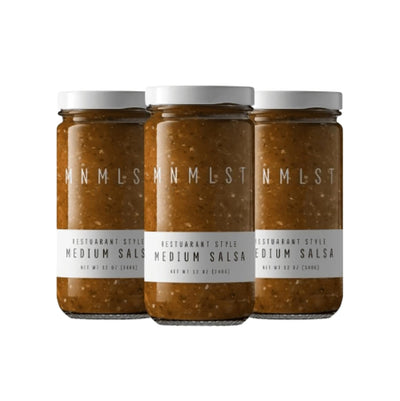 MNMLST Restaurant Style Medium Salsa, Gluten Free Sauce from Natural & Clean Ingredients, Salsa Medium Dip for Tacos, Chips, Burritos, Veggies, Enchilada & More, Made in USA, 12 oz (Pack of 3)
