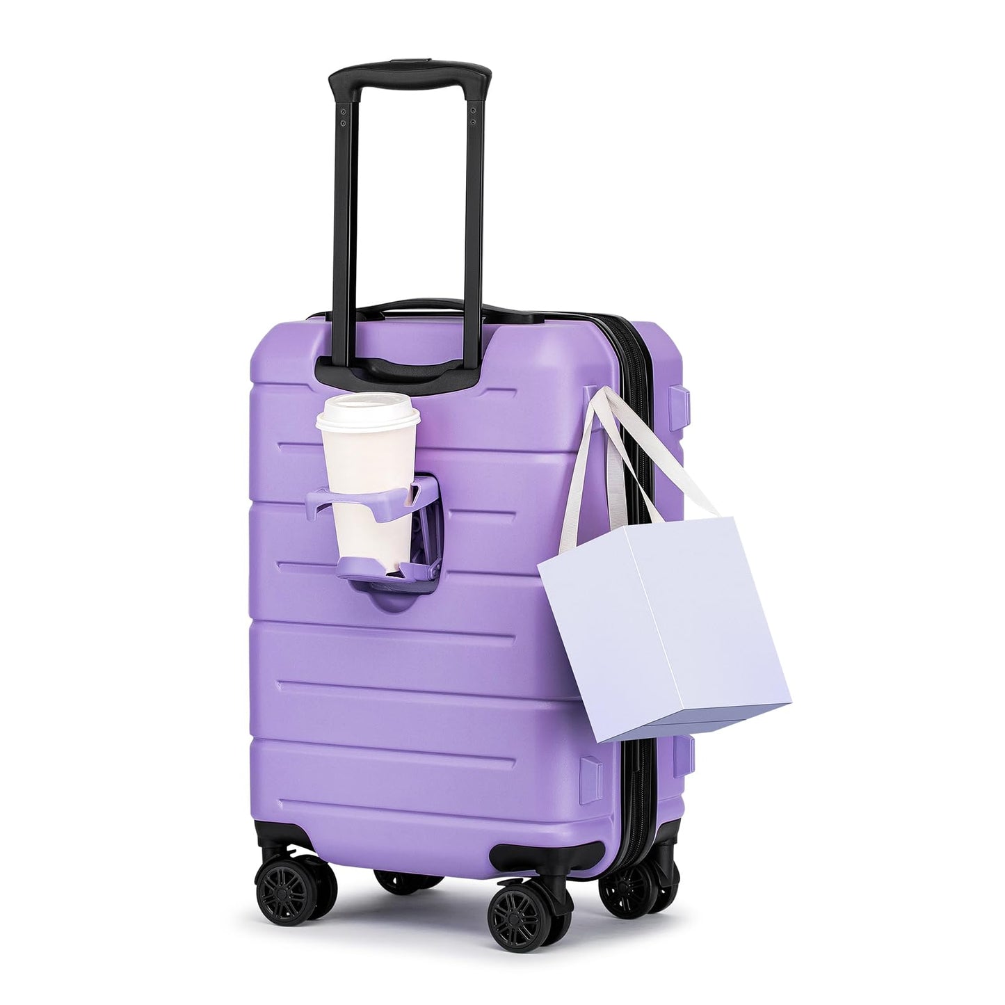 KYME Luggage Sets 2 Piece Hardshell 22"/26" Suitcase with Spinner Wheels Hardside Suitcases Sets with TSA Lock Lightweight Travel Luggage Set with Cup Holder for Women Pink
