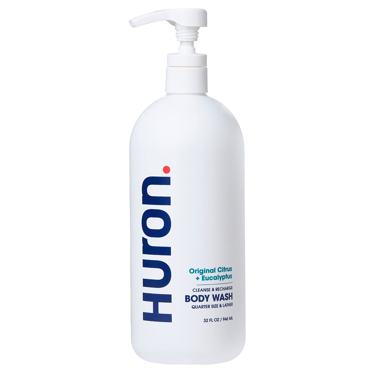 Huron Men’s Moisturizing Body Wash – Crisp & Invigorating Scent of Citrus, Eucalyptus, Mint, & Aromatic Greens - Made With Coconut Oil, Vitamin E & Witch Hazel – Vegan, Cruelty-Free - 12.2 fl oz