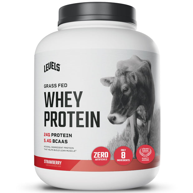 Levels Grass Fed Whey Protein Powder, No Artificials, 24G of Protein, Vanilla Bean, 2LB