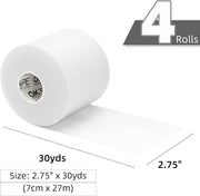 OK TAPE Pre Wrap Tape (4-Rolls) - Athletic Foam Underwrap for Sports, Protect for Ankles Wrists Hands and Knees, 2.75 Inches x 30 Yards - Black/Pink/Beige/White