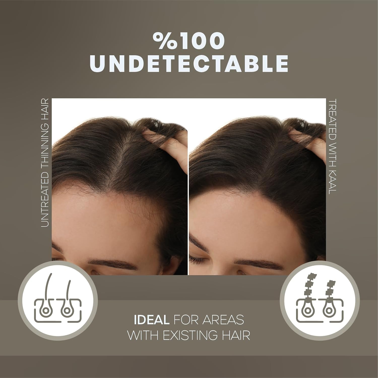 KAAL Hair Fibers | Hair Powder - (27.5g, Dark Brown), Refillable Bottle Hair Filler for Thinning Areas - For Men and Women