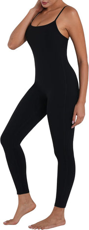 Sunzel Workout Jumpsuits for Women Adjustable Spaghetti Strap Leggings Bodysuit Square Neck Sleeveless One Piece Yoga Unitard
