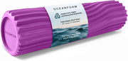 Oceanfoam Tidal Roller - Natural - Muscle Massage Foam Roller for Back Pain & Stretching - Firm and Ergonomic Wide Wave Textured - Yoga, Athletics, & Wellness - Full Size, 20" x 5"