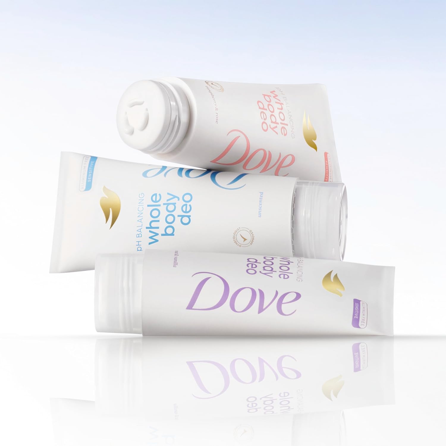 Dove Whole Body Deodorant Aluminum Free pH Balancing Cream Deodorant Unscented for 72h Odor Control 2.5 oz