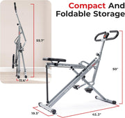 Sunny Health & Fitness Row-N-Ride Squat Assist Trainer, Foldable & Easy Setup Exercise w/Adjustable Resistance, Home Training Machine for Arm, Glute & Leg Workout, Optional Free SunnyFit App Connect