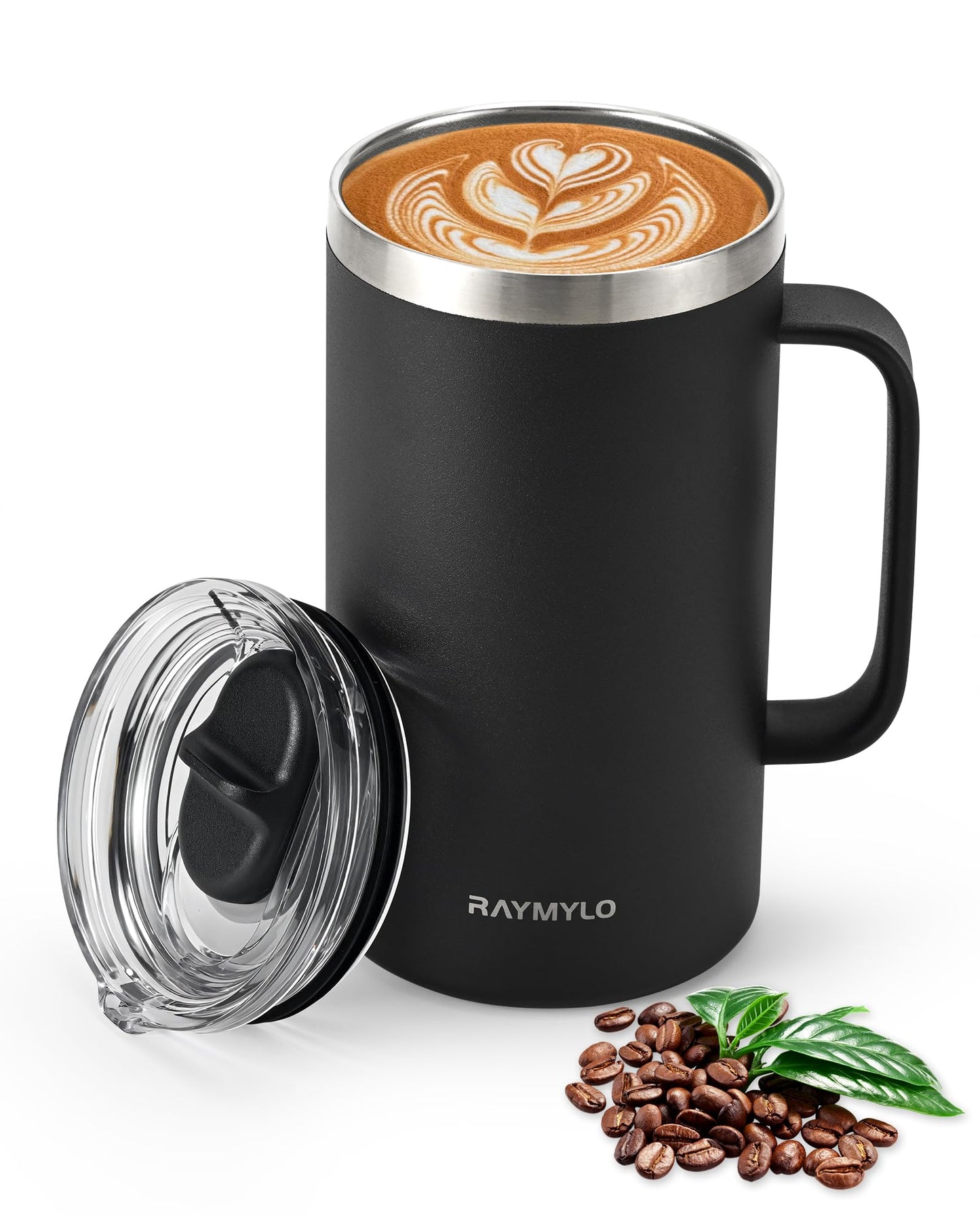 Insulated Coffee Mug 12 oz, Double Wall Stainless Steel Coffee Mug with Lids, Leak-Proof & Detachable Slider Lid for Thorough Clean, Keeps Coffee Cold for 9 Hrs, Suitable for Camp Home Office