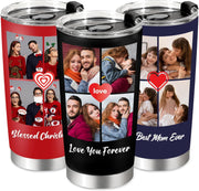 Personalized Coffee Tumbler with Picture Text Logo, Custom 20oz Insulated Stainless Steel Travel Mug with Lids, Personalized Birthday Gifts for Women Men, Custom Coffee Tumbler Cup