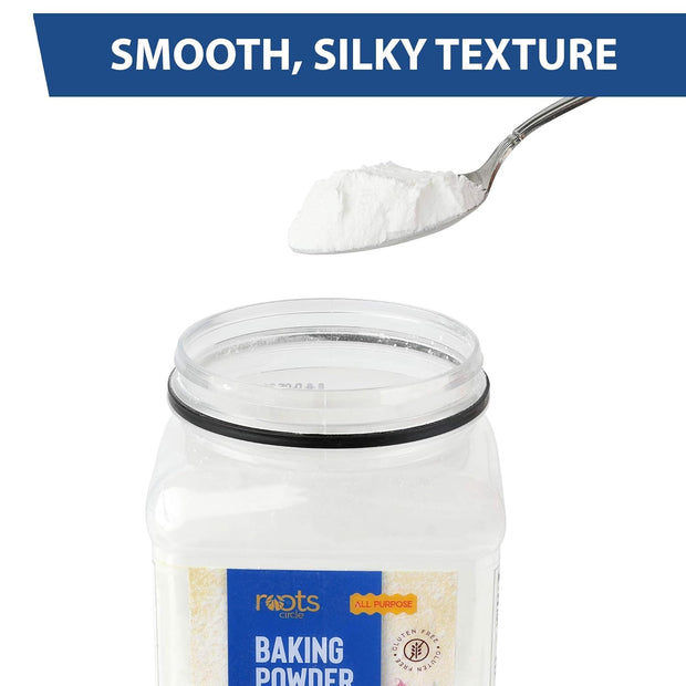 Roots Circle Baking Powder | Gluten-Free All-Purpose Leavening Agent For Cooking and Baked Goods, Desserts, Breads, & Cake | Vegan & Kosher-Safe | 2lb [35oz] Airtight Bulk Container