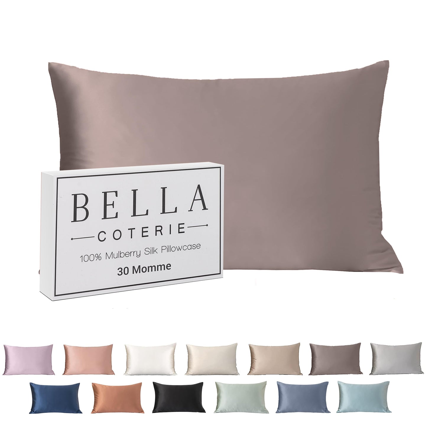 Bella Coterie Luxury Silk Pillowcase for Hair and Skin | 30 Momme | 100% Pure 6A Mulberry Silk | Super Soft | Perfectly Plush [Queen, White]