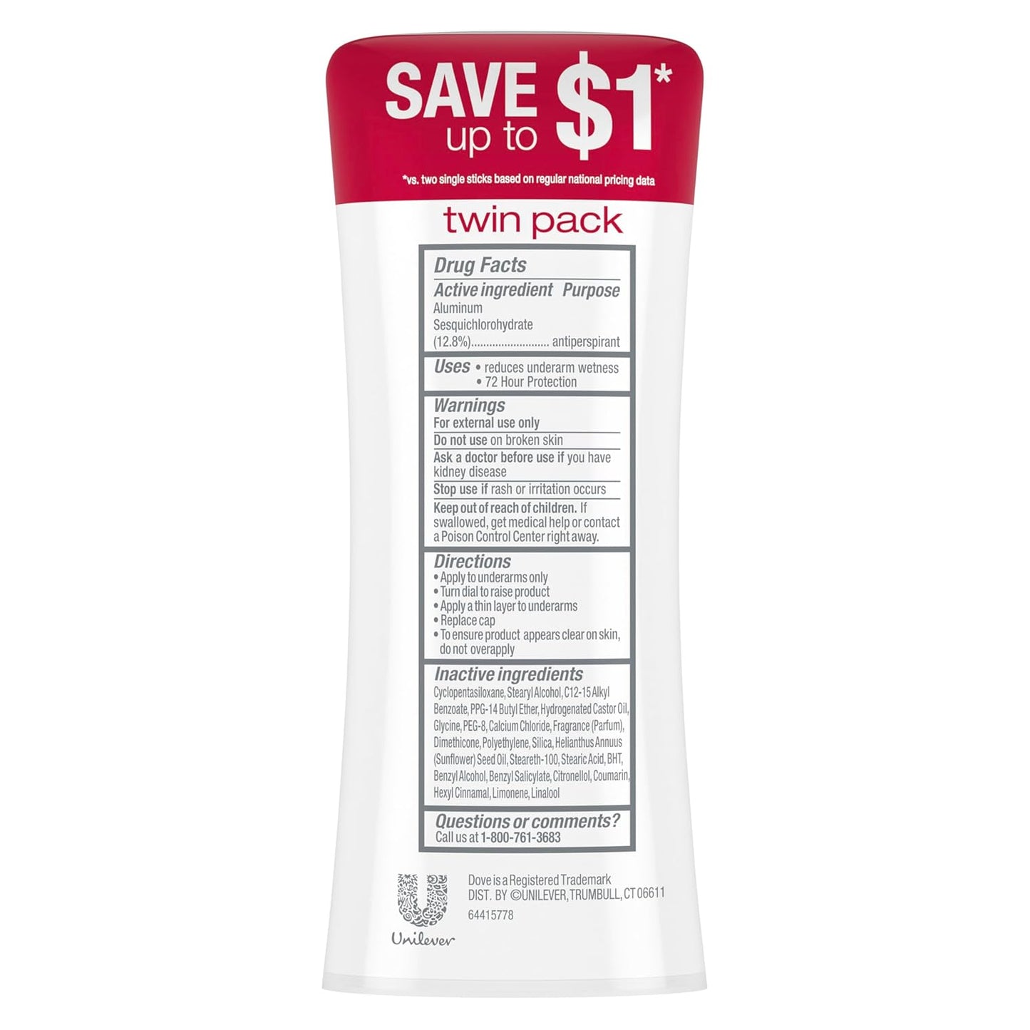 Dove Advanced Care Antiperspirant Deodorant for Women Twin Pack Revive 72 hour sweat and odor protection 2.6 oz