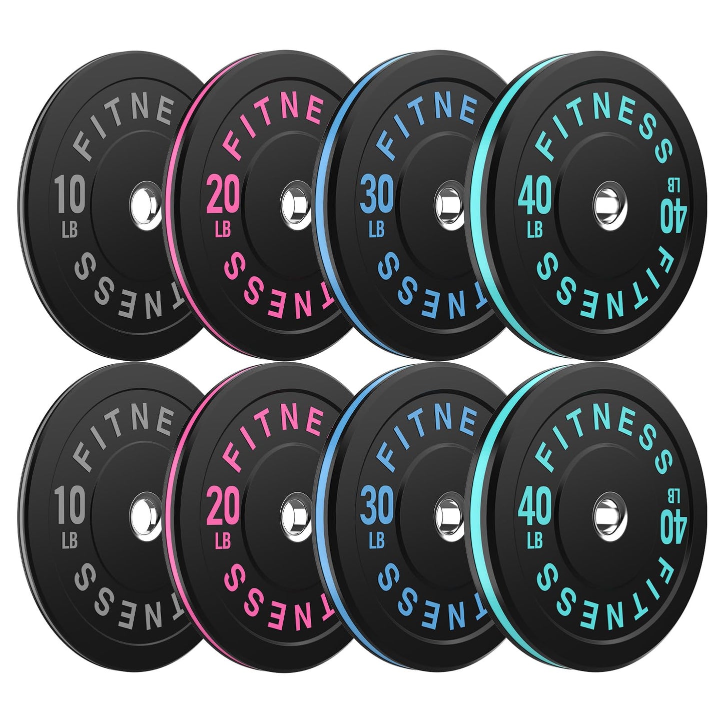 Bumper Plates 2 - Inch Olympic Weight Plate Set for Barbell, 10-55 lb Rubber Weights Sets for Home Gym, Strength Training Plate, Weight Lifting, Black