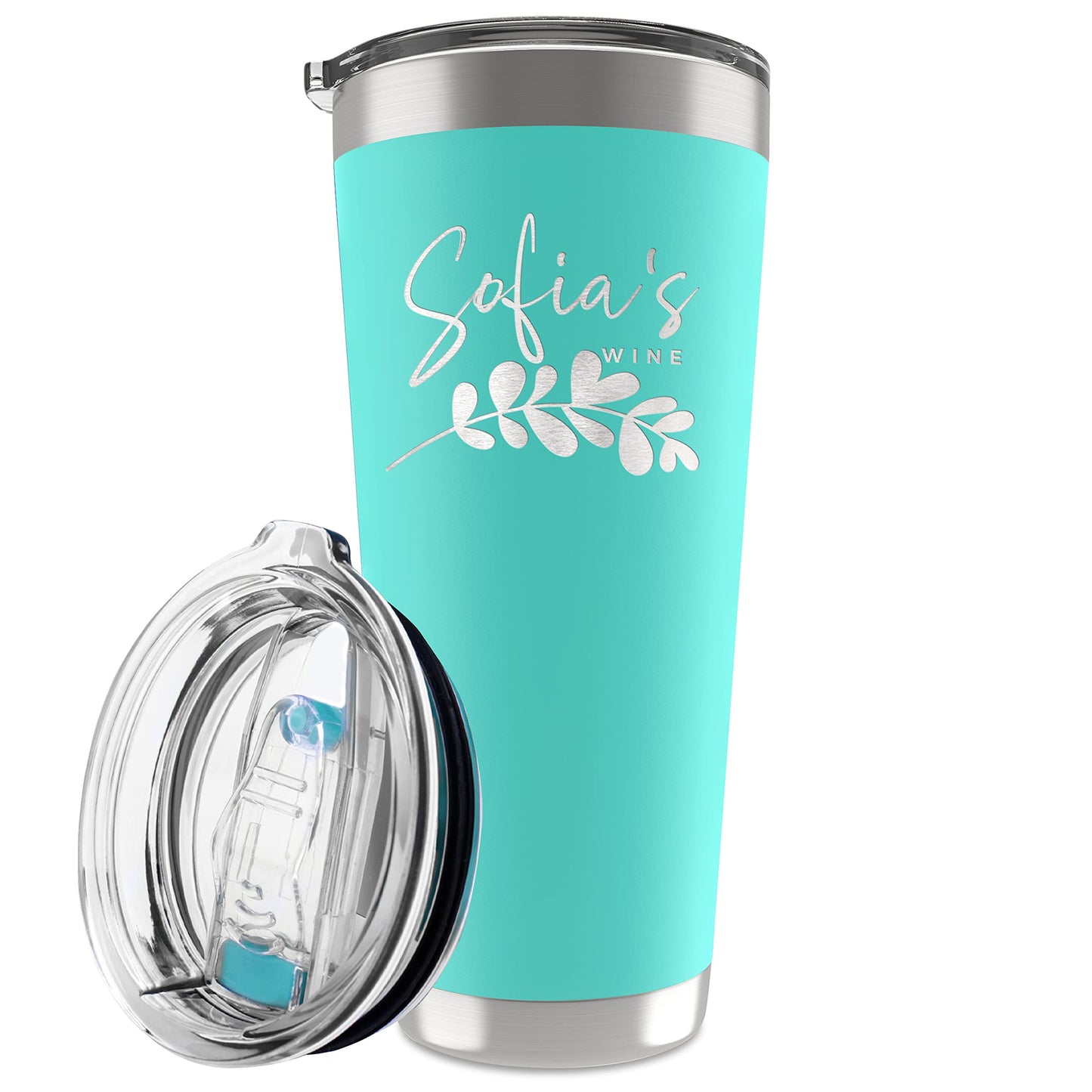 Be Burgundy Personalized Tumbler with Engraved Name - 12 Designs, 20 Oz Coffee Tumbler with Slider Lid, Teal, Double Wall Insulated Tumbler- Gift for Women, Mom, Personalized Gifts for Women