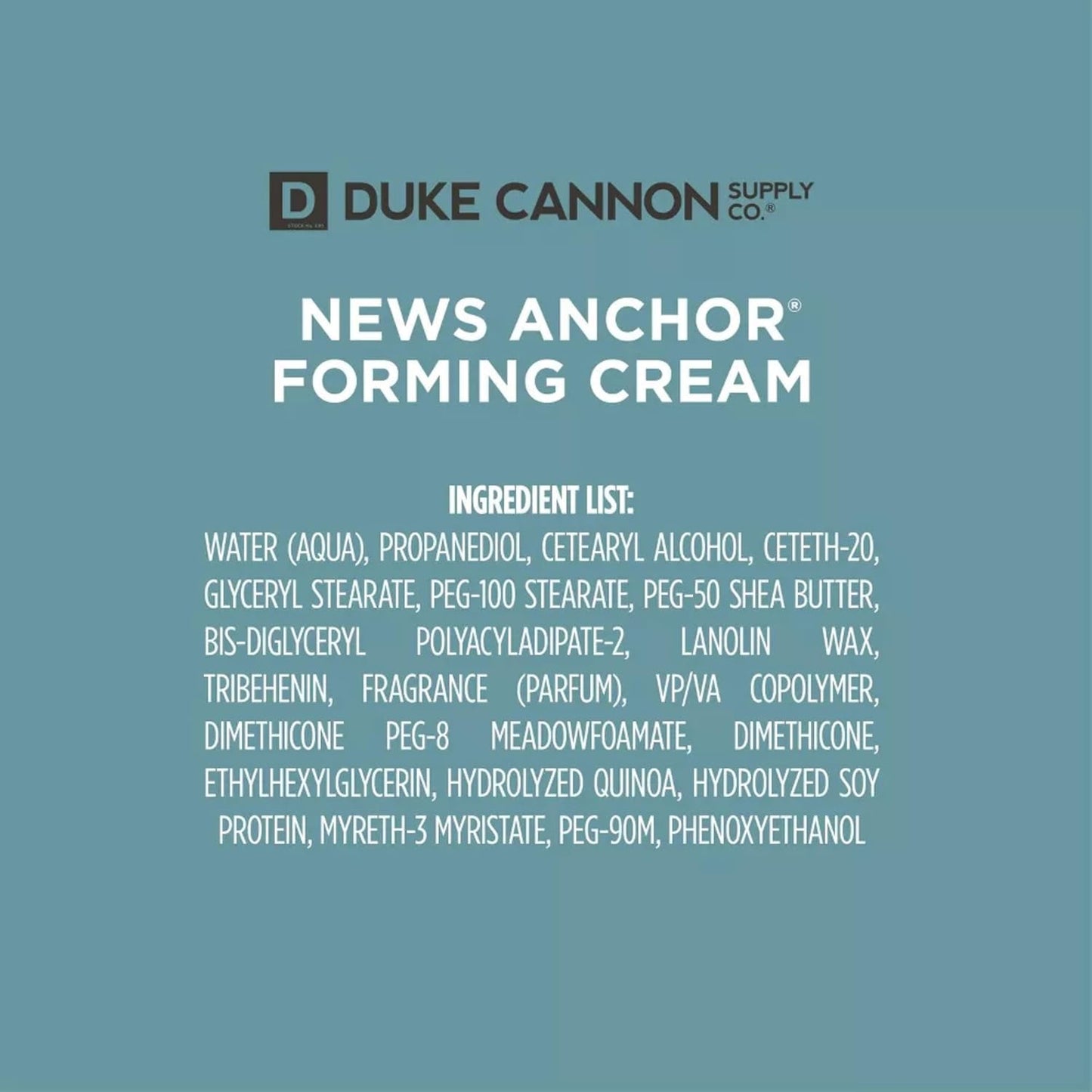 Duke Cannon Supply Co. News Anchor® Forming Cream - Medium to Strong Hold, Matte Finish, 4 oz. (Pack of 2)