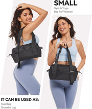 Small Gym Bag for Women Mini Duffle Bag with Wet Compartment, Lightweight Waterproof Cute Tote for Girls Workout Sport Travel, Black