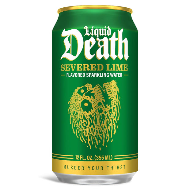 Liquid Death, Severed Lime, Lime-Flavored Sparkling Water, 12-Pack (12oz Cans), Low Calorie & No Artificial Sweeteners