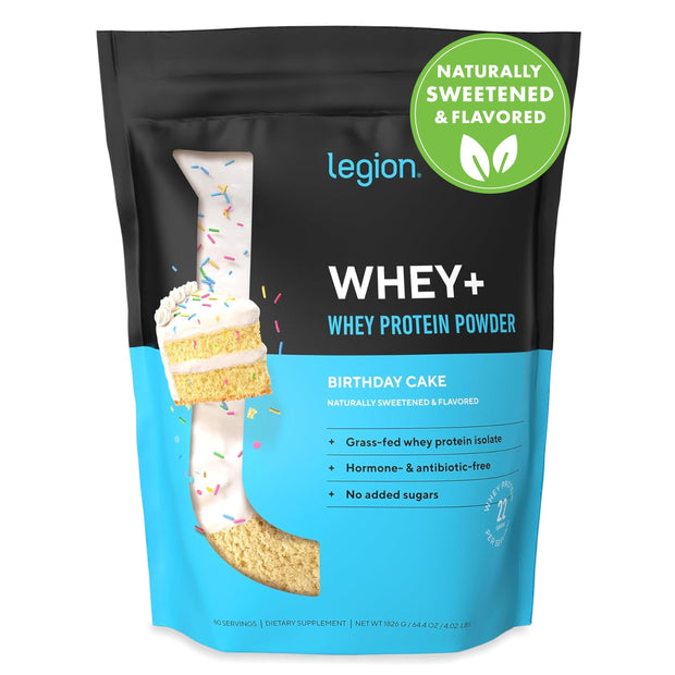 LEGION Whey+ Protein Whey Isolate from Grass Fed Cows - Whey Protein Isolate Powder Low Calorie, Non-GMO, Sugar Free, Lactose and Gluten Free, All Natural Protein Powder for Men & Women 30 Servings