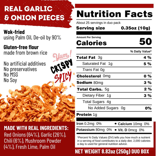 MaeMai Chili Crisp (MEDIUM HOT Spice) - Non-Oily Chili Crisp Topper, Rice Seasoning, Ramen Topper, Furikake, Umami Onion & Garlic Flakes | 4.41oz (125g) Resealable Bottle