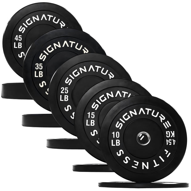 Olympic Barbell 2-Inch Rubber Bumper Plate Weight Set for Strength Training, Multiple Options
