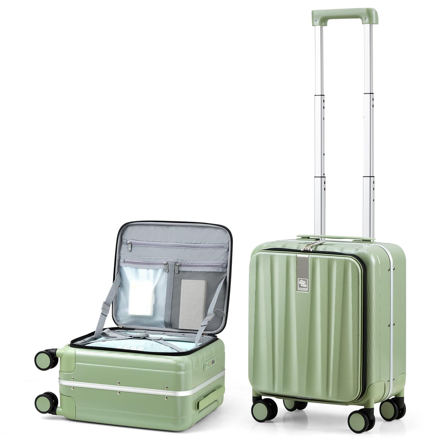 Hanke 20 Inch Carry On Luggage with Wheels PC Hard Shell Suitcase Top Opening Aluminum Frame Travel Luggage Suitcases for Woman Men Gifts.(Ivory White)