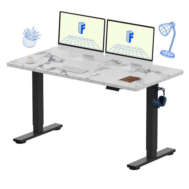 FLEXISPOT EN1 Whole-Piece Standing Desk, 48 x 24 Inches Height Adjustable Desk Stand up Desk Home Office Table for Computer Laptop (White Frame + Maple Desktop)