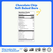 MadeGood Mornings Soft Baked Breakfast Bars, Chocolate Chip, 1.06 Oz (30 Count) Gluten Free Snacks