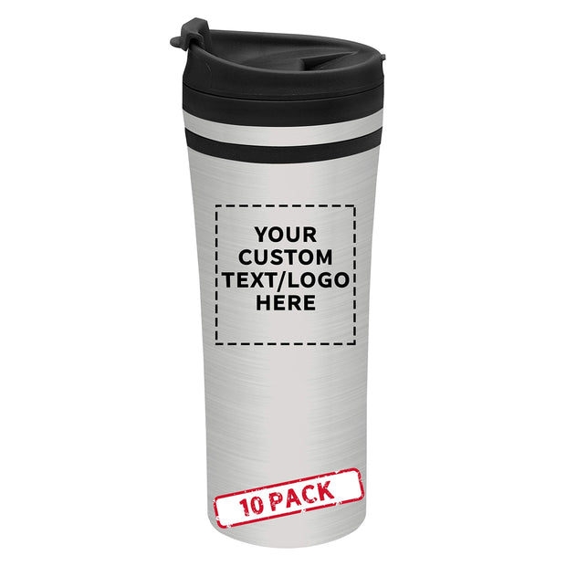 Personalized 15 oz. Mia Insulated Stainless Steel Travel Mugs - 10 pack Custom Text, Logo - Blue