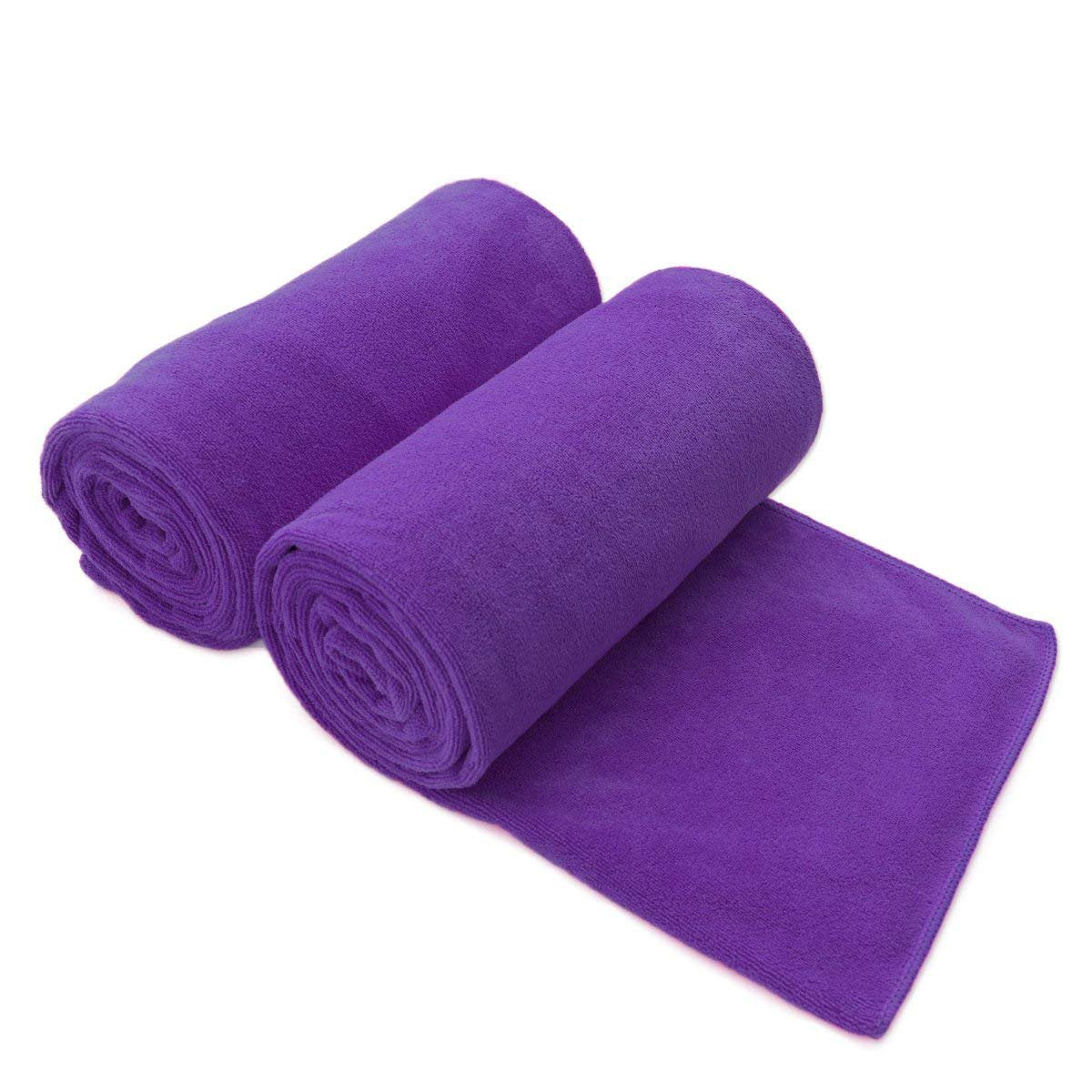 JML Microfiber Bath Towels, Oversized, Ultra Soft, Super Absorbent and Fast Drying, No Fading Large Bathroom Towel Set for Sport, Travel, Fitness, SPA and Yoga (Coral Fleece - Blue, 30 in x 60 in)
