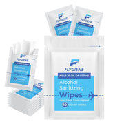 Travel Hygiene Bundle - Travel Size Individually Wrapped Essential - Convenient Clean Kit (10 Alcohol Wipes + 10 Waterproof Disposable Toilet Seat Covers + 10 Navy Blue Protective Face Masks)