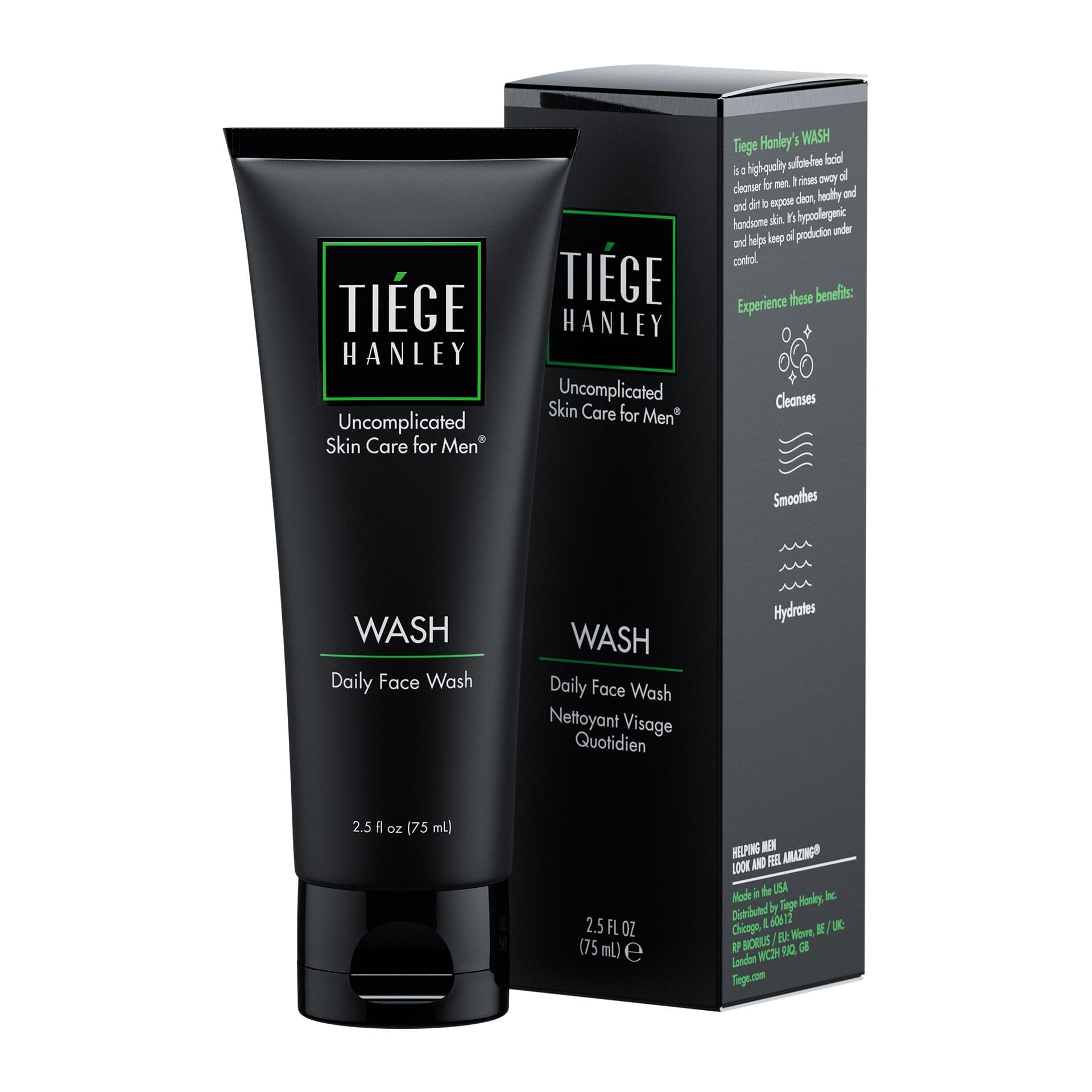 Tiege Hanley Daily Mens Face Wash, 5.5 Oz - Gentle Fragrance-Free Face Cleanser for Men Revitalizes, Hydrates & Softens Skin - Men's Face Wash & Facial Cleanser Skincare for Dry & Sensitive Skin