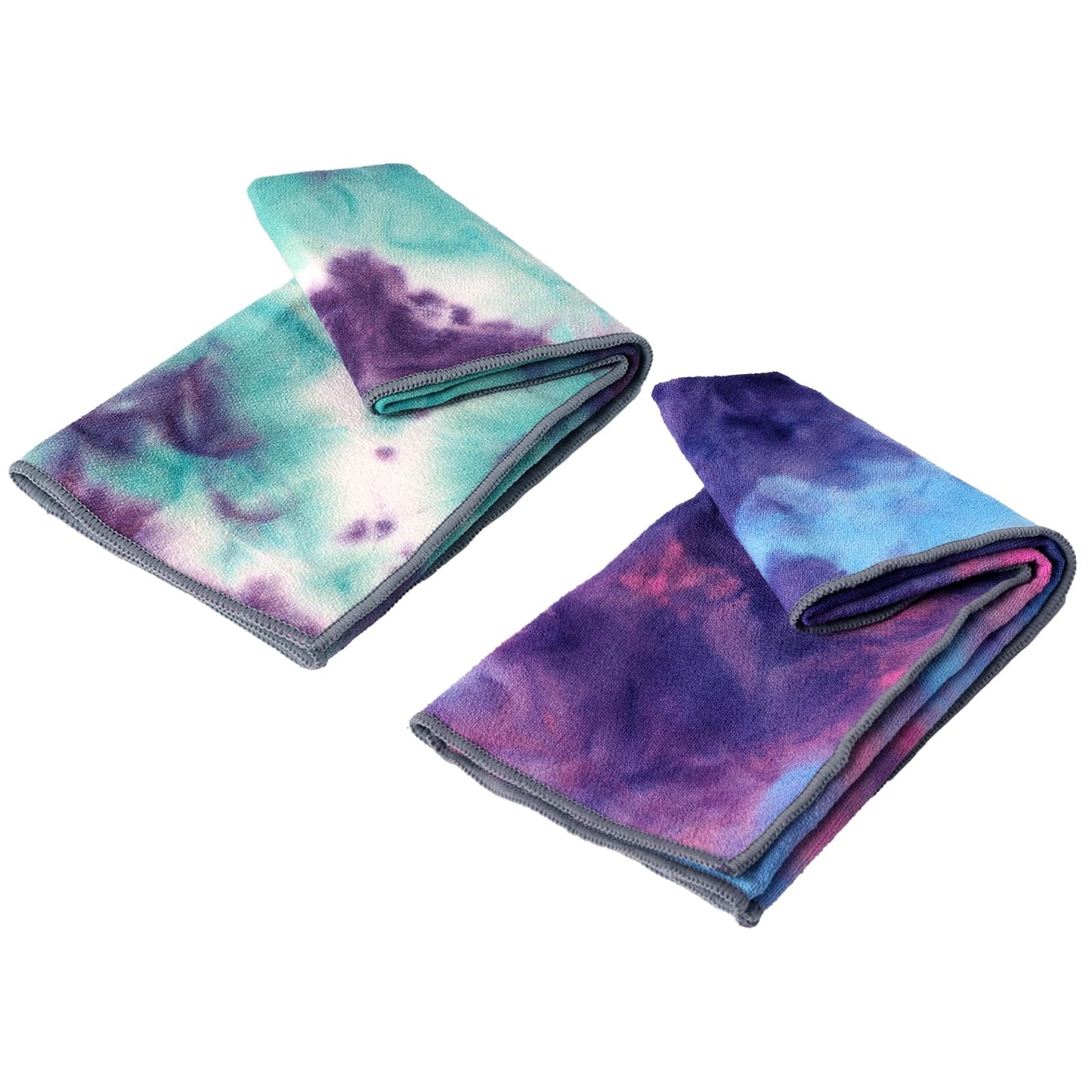 Eunzel Yoga Towel,Hot Yoga Mat Towel with Grip Dots Sweat Absorbent Non-Slip for Hot Yoga, Pilates and Workout 24" x72", Purple & Blue