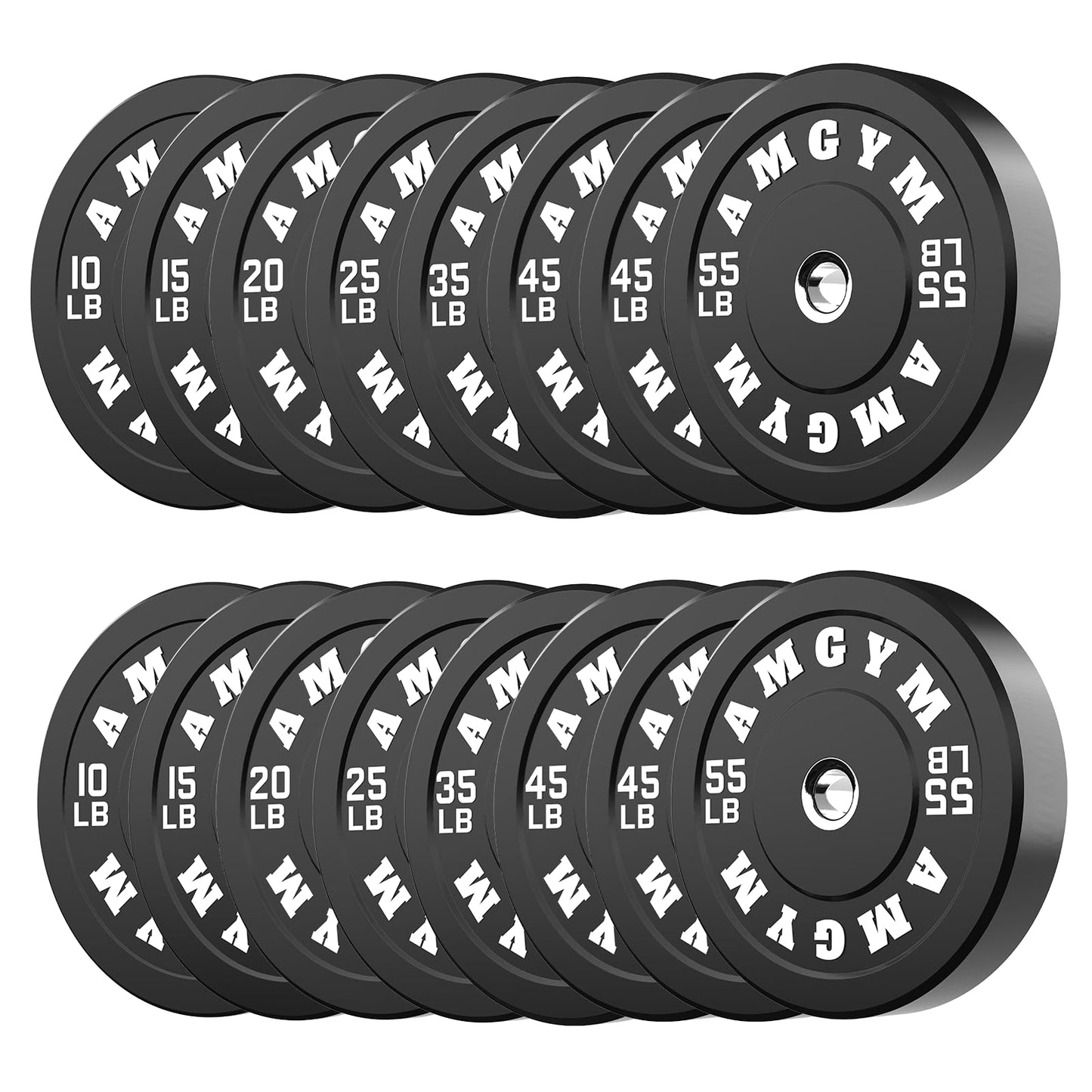 2 Inch Bumper Plates，10-500lbs，Barbell Rubber Olympic Weight Plates Set for Home Gym, Strength Training & Weight Lifting, Multiple Options Colors