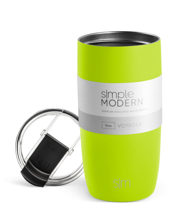 Simple Modern Travel Coffee Mug Tumbler with Flip Lid | Reusable Insulated Stainless Steel Cold Brew Iced Coffee Cup Thermos | Gifts for Women Men Him Her | Voyager Collection | 12oz | Almond Birch