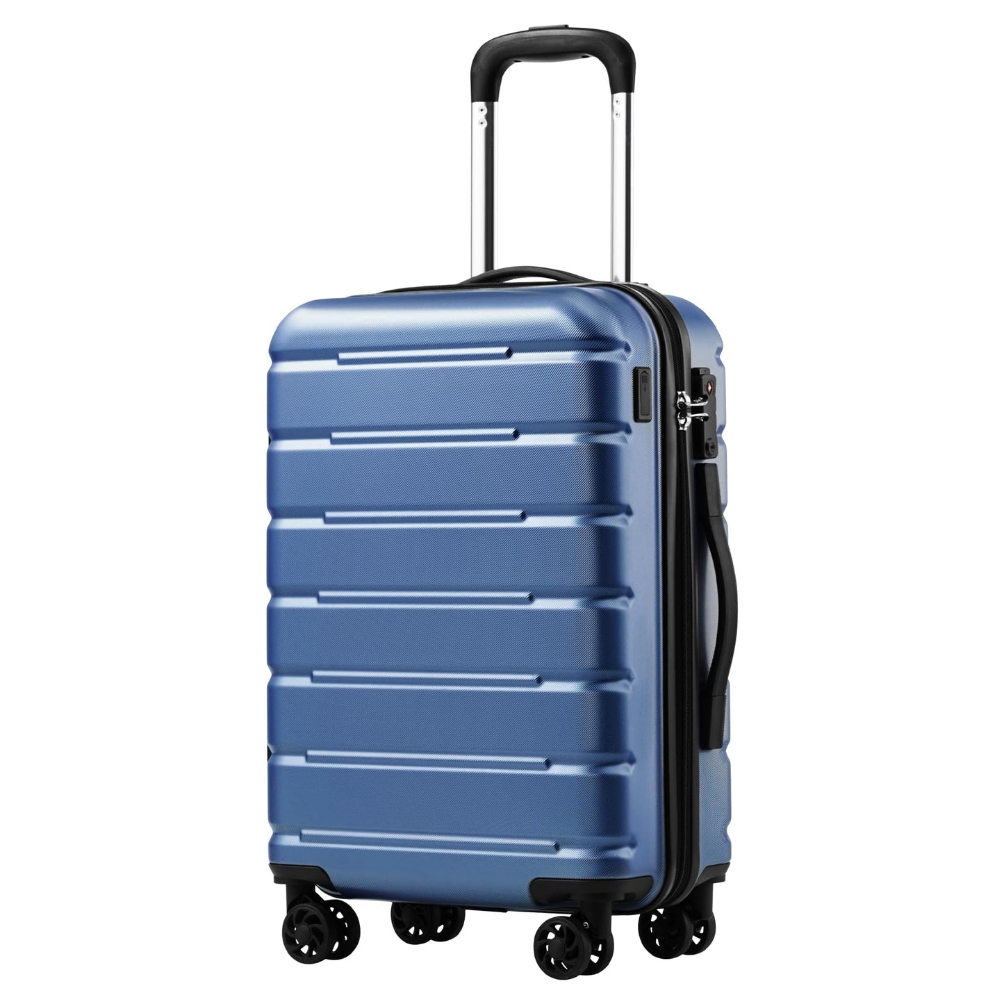 Coolife Luggage Suitcase Carry-on Spinner TSA Lock USB Port Expandable (only 28’’) Lightweight Hardside Luggage (Ice Blue, 3 piece set)