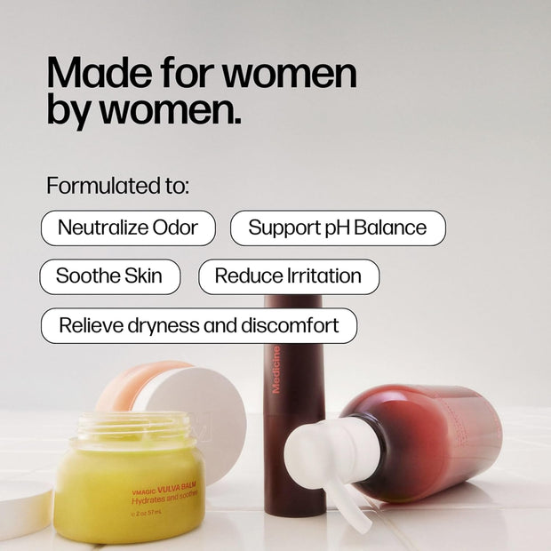 Medicine Mama's Apothecary Vmagic Gentle Feminine Wash pH Balanced to Cleanse and Rejuvenate Intimate Skin with Chamomile, Collagen, Vitamin E and Sage – Hormone Free — 4 oz