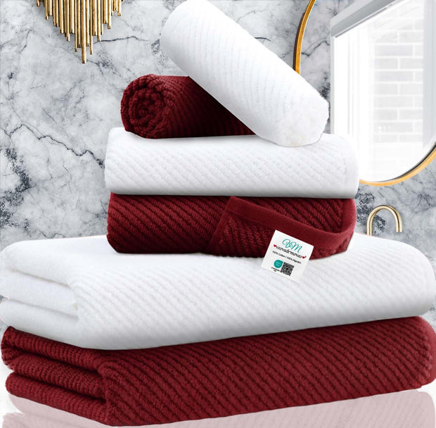 VOOVA & MOVAS Bathroom Hand Towels Set of 4, Large 18"x28" - 100% Cotton | Quick Dry | Light Weight | Thick | Soft | Absorption, Luxury Hand Towels for Showering, Hot Pink Bathroom Decor