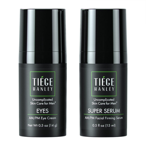 Tiege Hanley Anti-Aging Face Serum, SUPER SERUM (2-Pack) - Skin Tightening Facial Serum for Men - Mens Serum For Face with Sodium Hyaluronate & Retinyl Palmitate for Smoother & Tighter Skin, 0.5 Fl Oz