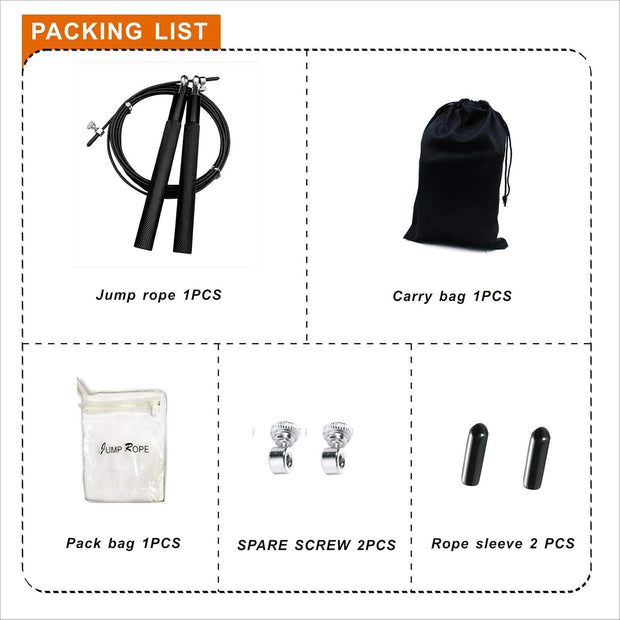 Speed Jump Rope - 360° Swivel Ball Bearing - Adjustable steel coated rope-Aluminum Anti Skipping Handle -Fitness Training Boxing Sports Exercises -Suitable for Kids and Adults