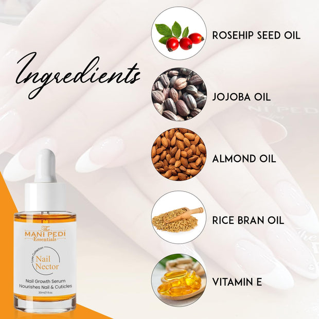 Natural Nail Growth Oil. Powerful Blend of Rosehip, Jojoba & Amond Oils. Promotes Stronger, Healthier Nails. Hydrates & Strengthens Cuticles for Faster Nail Growth - 1 Fl Oz