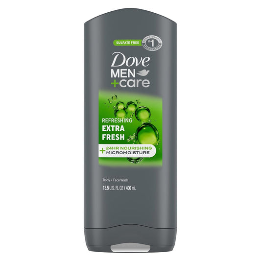 DOVE MEN + CARE Body and Face Wash Refreshing Extra Fresh Body Wash for Men with 24-Hour Nourishing Micromoisture Technology 13.5 oz