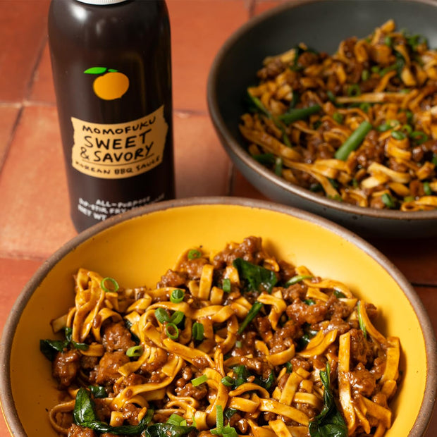 Momofuku Sweet & Savory Korean BBQ Sauce with Soy Sauce, Fresh Ginger, & Pear for Stir Fry, Barbecue, and Marinade; Galbi Style with Smoky, Savory-Sweet Flavor