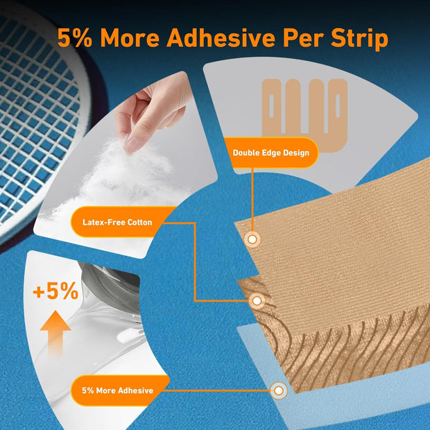 PreCut Kinesiology Tape for Knees, 12PCS Upgraded Waterproof KTQUICK Knee Tape for Knee Pain Relief Pre Cut, Original Cotton Athletic Knee Tape, Waterproof&Hypoallergenic Latex-Free for Sports (Black)