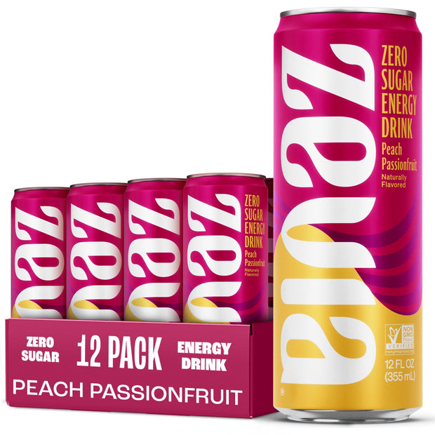 Zevia Zero Sugar Energy Drink, Fruity Fuel Variety Pack, 12 oz Cans (12-Pack) – Naturally Sweetened, Non-GMO Project Verified, Gluten-Free, Vegan
