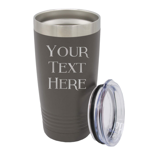 My Personal Memories Customized Personalized Stainless Steel Travel Tumbler with Lid - Engraved Double-Wall Vacuum Insulated for Him, Her Your Custom Text (20 oz, Black)